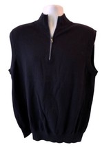 Foot Joy FJ Mens Cotton Cashmere Golf Vest Pullover Sweater Size L Navy 1/4 Zip - $27.21