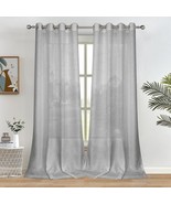 Silver Gray Semi Sheer Curtains 96 Inches Long for Living Room Bedroom F... - $72.08