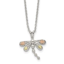 Black Hills Gold Sterling Silver with 12K Gold Accents Dragonfly Necklace - £92.48 GBP