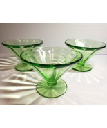 Set Of 3 Vintage Federal Green Depression Glass Sherbet Ice Cream Dishes... - £11.37 GBP