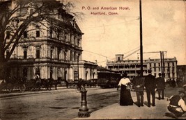 P.O. Post Office And American Hotel, Hartford,Connecticut-1912 Postcard -bk55 - £6.35 GBP