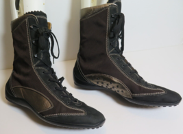 Tods Italy Leather Suede High Top Lace Driving Boots Moto Combat 10 12 S... - $166.20