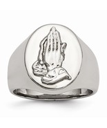 Men&#39;s Stainless Steel &amp; Sterling Silver Praying Hands Ring - £86.31 GBP