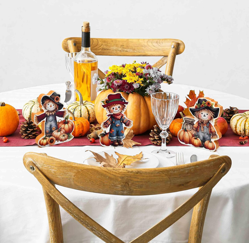 Thanksgiving Scarecrow Wooden Decor Set of 3 Fall Tiered Tray Autumn Table Cente Item image 5