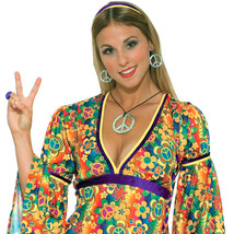 Forum Novelties Hippie Peace Sign Necklace and Earrings, One-Size, Silver (Clip  - £26.42 GBP