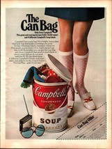 1968 Campbell&#39;s soup can bag women&#39;s textured knee high socks legs vinta... - $21.21