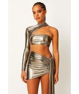 Women&#39;s One Sleeve Metallic Top &amp; Skirt Set - $67.30 CAD