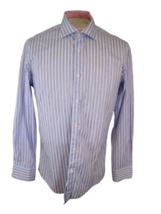 BUGATCHI UOMO Men shirt DRESS striped long sleeve 16½ 34/35 pink flip cu... - £42.82 GBP