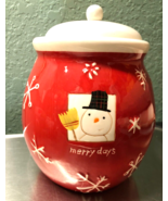 Hallmark MERRY DAYS Snowman Ceramic 7&quot; Tall Apothocary Jar - $13.58 CAD