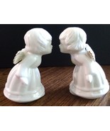 Vintage White Kissing Angels with Gold Trim on Wings Salt and Pepper Sha... - $5.70