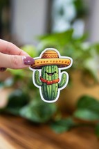 Smiling Cactus Wearing a Sombrero Sticker - 2.5x3 Inch // Waterproof &amp; D... - £2.35 GBP