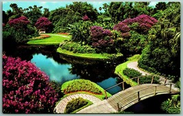 Reflection Lagoon Foot Bridge Cypress Gardens Florida FL UNP Chrome Postcard F7 - $2.92