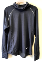 Nike Womens Running Dri-Fit SZ L Black Shirt Draw String Neck Pocket on Back - £17.80 GBP