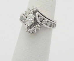 2 3/4ct Simulierte Marquise Diamant-Hochzeit Braut Ring Set 14k Weiß Vergoldete - £26.94 GBP+
