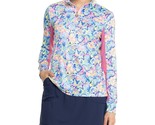 NWT STELLA PARKER Blue Pink Shake Tail  Feather Long Sleeve Mock Golf Sh... - $39.99