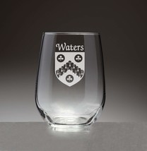 Waters Irish Coat of Arms Stemless Wine Glasses (Sand Etched) - $68.00