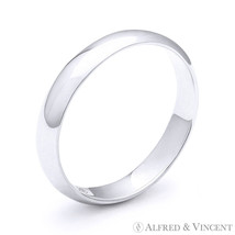 3mm Plain Dome Men&#39;s Women&#39;s Wedding Band in Solid 925 Sterling Silver &amp; Rhodium - £12.02 GBP+