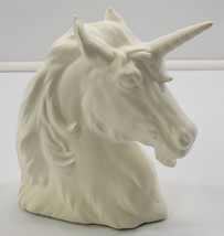 N) Vintage White Unicorn Head Bust Heavy Resin Tabletop Figure - $29.69