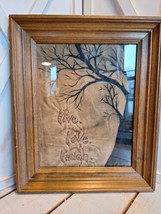 Primitive Style Stitched Fabric &quot;Live Laugh Love&quot; w/black Tree framed pi... - $29.69