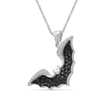 1CT Lab-Created Black Spinel  Zircon Bat Pendant Necklace in Solid 925 Silver - £86.01 GBP