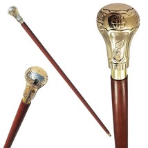 Antique Solid Brass Head Handle Wooden Walking Stick Cane Handmade Style Item - £31.39 GBP