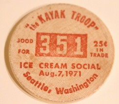 Vintage Seattle Washington Wooden Nickel Ice Cream Social 1971 - £3.71 GBP