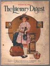 Literary Digest 8/27/1921-&quot;Vacation&#39;s Over&quot;,early Norman Rockwell art cover-G/VG - £94.12 GBP