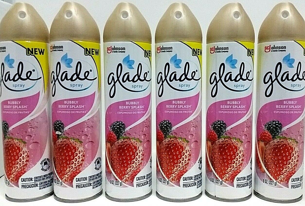 LOT 6x SC.Johnson Glade Air Freshener Spray Bubbly Berry Splash Eliminates Odors - $39.59