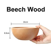 Healthy Beech/Jujube Dinnerware Solid Wooden Bowls for Rice, Soup, Popcorn, Frui - £16.34 GBP