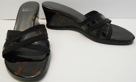 Stuart Weitzman Faux Tortoise Shell Wedge Heel Slide Sandals Brown Black 7 M - £35.93 GBP