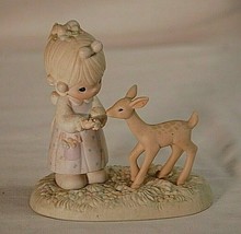Precious Moments Girl Figurine & Baby Spotted Deer To My Deer Friend No Box - $29.69