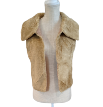 Womens Neutral Beige BOHO Hippie Faux Fur Retro 70s Vest Size Small - $9.89