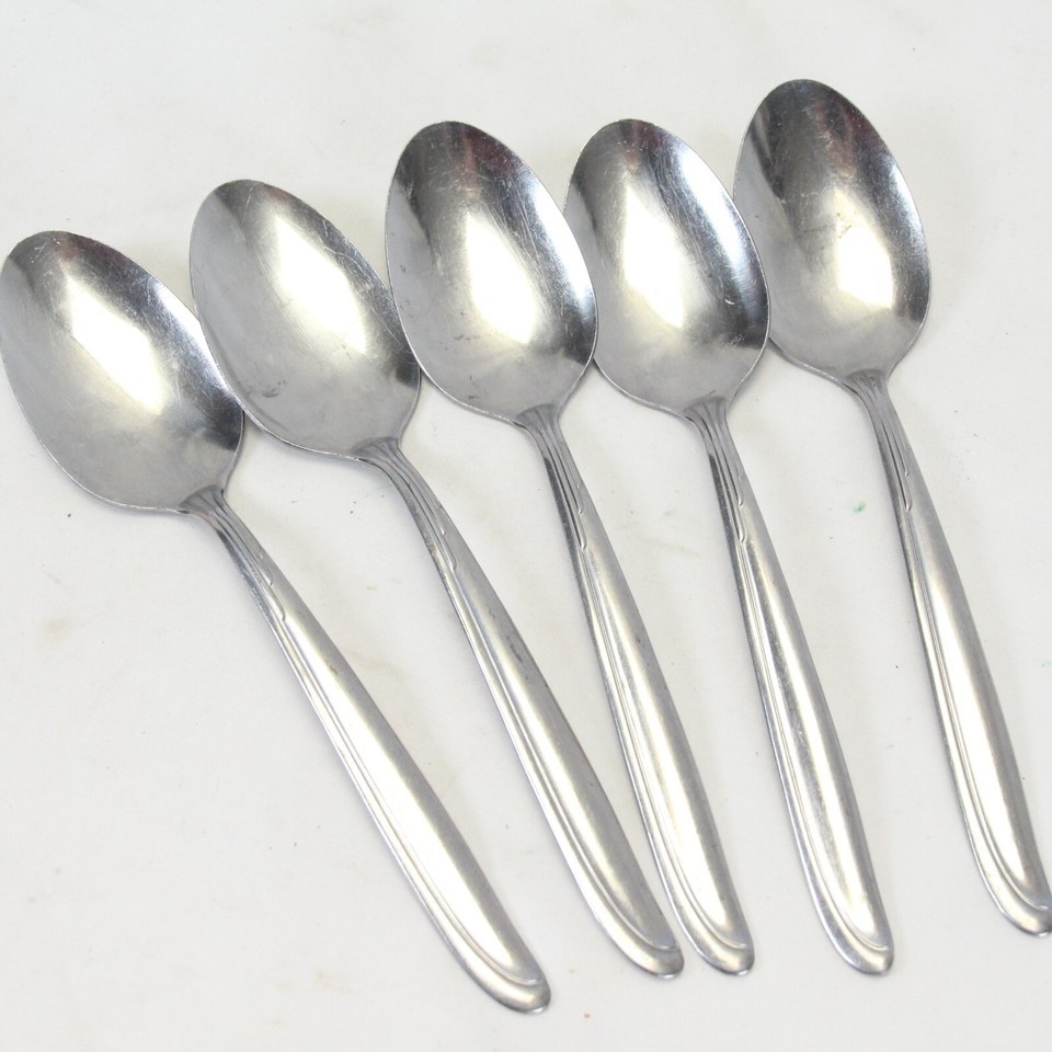 Oneida Sand Dune Oval Soup Spoons 7-1/8&quot; Lot of 5  Art Deco Design - $12.73