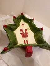 Foreside Christmas Tree Shaped Dish, Plate or Small Platter with Old Wor... - $21.78
