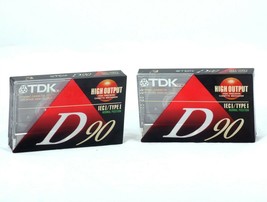 TDK D90 Blank audio cassette tapes 2X Low Noise High Output 1ECI/Type I NOS - £6.08 GBP