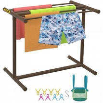 Pool Towel Rack, 5 Bar, Brown, Freestanding Outdoor PVC T-Shape Poolside Sto... - £56.78 GBP