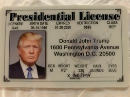 Donald Trump Presidential License Novelty ID Drivers MAGA President DC - £7.91 GBP