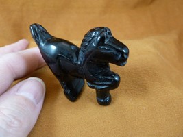 (Y-HOR-P-710) Black onyx HORSE carving figurine GEMSTONE I love horses b... - $17.53