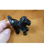 (Y-HOR-P-710) Black onyx HORSE carving figurine GEMSTONE I love horses b... - $24.05 CAD