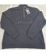 Harley Davidson Black Pullover with half zipper Size Medium Jacket Embro... - $52.73