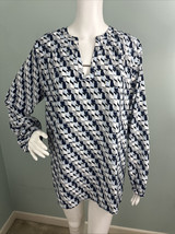 Women&#39;s Dana Buchman L/S Geometric Print Blouse Top Sz XL - £12.24 GBP