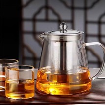 32OZ Glass Teapot Borosilicate Clear Tea Kettle with Remove and 2 pcs cup - $19.69