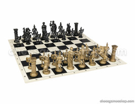 Roman Chess Set - Chess Board Black/White- Size 17,3&quot; + Roman Chess Pieces 3,75&quot; - £37.05 GBP