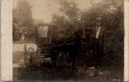 RPPC Handsome Man Single Seat Buggy Horse Drawn Carriage Dr? Postcard Y17 - $29.95