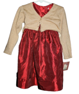Perfectly Dressed Burgundy &amp; Gold Dress W/ Cardigan Sweater Size 24 Mont... - £10.60 GBP