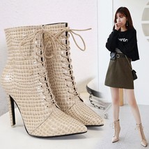 2021 Sexy Women&#39;s Mid-tube Martin Boots Women&#39;s Lace-up Pointed Ankle Boots Wome - £61.11 GBP