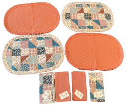 San Martíne Placemats Matching Napkins Coral Floral Farmhouse Country Set of 8 - £15.79 GBP