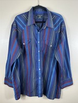 Salmon River Traders Western Pearl Snap Shirt Mens 2XL Big Stripe Long S... - $13.55