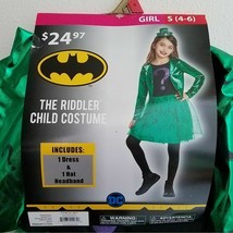 NEW Riddler Girl Halloween Costume Cosplay Small 4-6 Dress Hat Batman Villain - $19.75