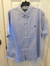 U.S. POLO ASSN. Men&#39;s Short Sleeve Button Down Shirt XX-LARGE Striped Blue - £27.84 GBP